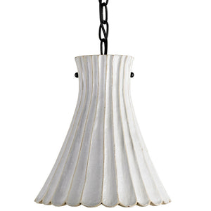 Lighting - Fluted Terracotta Pendant Light — White Crackle