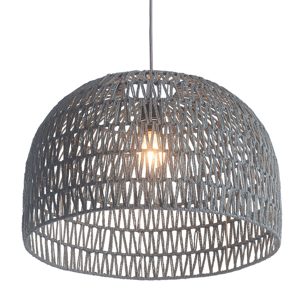 Lighting - Half Dome Basket Pendant Light — Woven Paper And Metal
