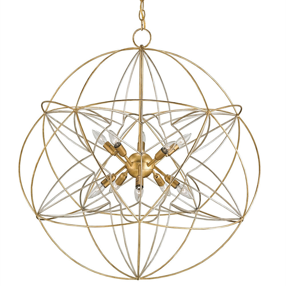 Currey and Company Interlocking Orbs Chandelier — Silver & Gold ...