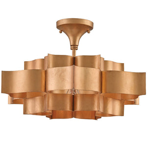 Lighting - Lotus Semi-Flush Light – Antique Gold