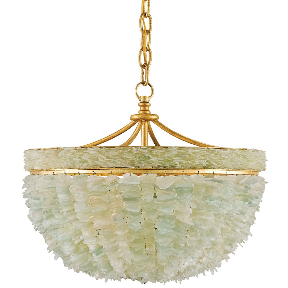 Lighting - Sea Glass Basket Chandelier — White & Gold