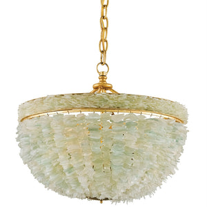 Lighting - Sea Glass Basket Chandelier — White & Gold