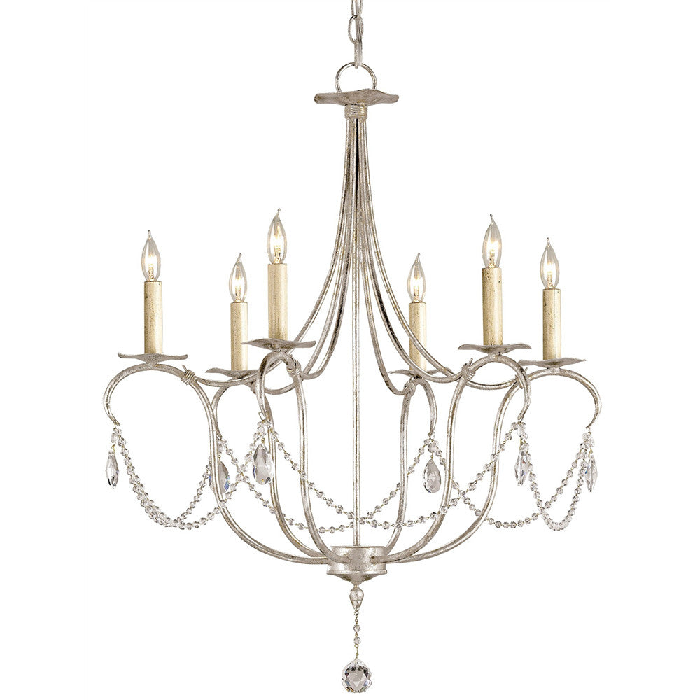 Lighting - Single Swag Crystal Chandelier — Silver Leaf