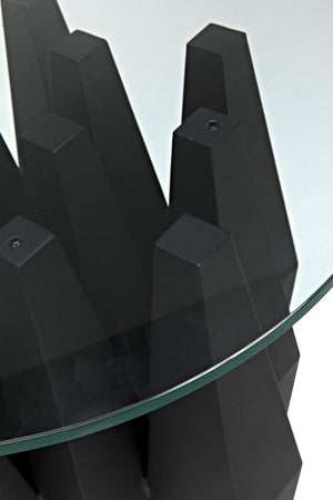 Soldier Side Table - Black Metal with Glass Top
