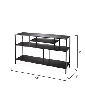 Element Shelved Console Table in Black Iron