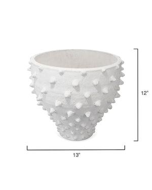 Hand Crafted Spiked Ceramic Vase – Matte White