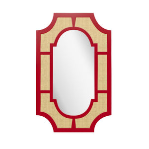 Lyford Rectangle Lacquer Mirror with Notched Corners – Red (Additional Colors Available)