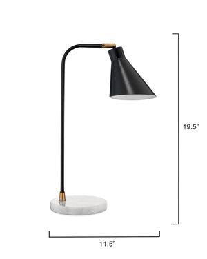 Black Metal Task Lamp with Marble Base