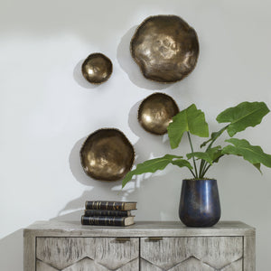 Lucky Coins Brass Wall Bowls, S/4 - Aluminum