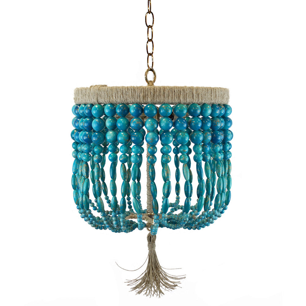12" Malibu Beaded Chandelier – Turquoise Swirl Beads