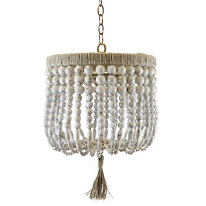 12" Malibu Beaded Chandelier – White Swirl Beads