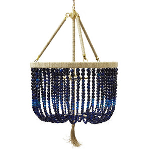 18" Malibu Beaded Chandelier with Arms – Navy Agate Beads