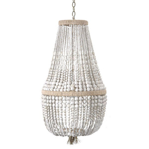 18" Malibu Up Beaded Chandelier – White Swirl Beads