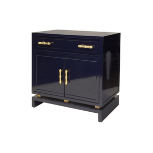 Worlds Away Marcus Nightstand with Bamboo Details – Navy