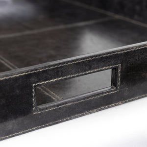 Derby Square Leather Tray (Black)