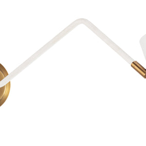 Spyder Single Arm Sconce (White and Natural Brass)