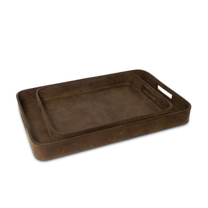 Derby Rectangle Leather Tray Set (Brown)