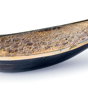 Elongated Horn Dish With Brass Trim