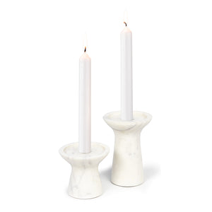Klein Marble Candle Holder Set (White)