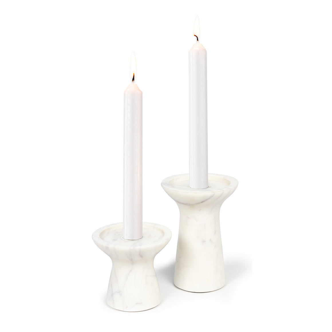 Klein Marble Candle Holder Set (White)