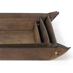 Derby Leather Tray Set (Brown)