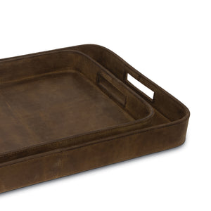 Derby Rectangle Leather Tray Set (Brown)