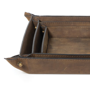 Derby Leather Tray Set (Brown)