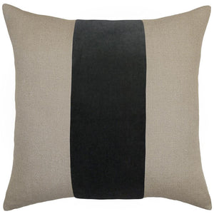 Ming Linen Dark Grey Velvet Band Pillow