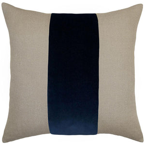 Ming Linen Indigo Velvet Band Pillow