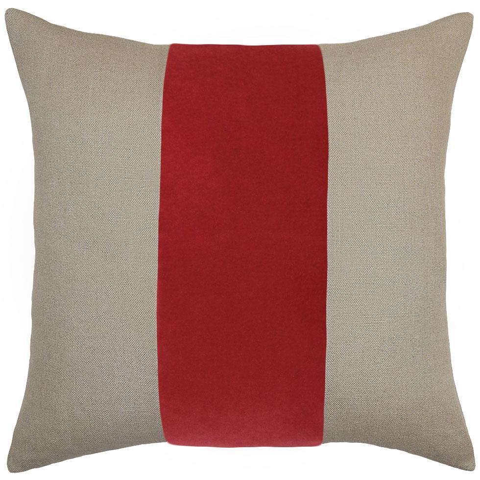 Ming Linen Scarlet Velvet Band Pillow