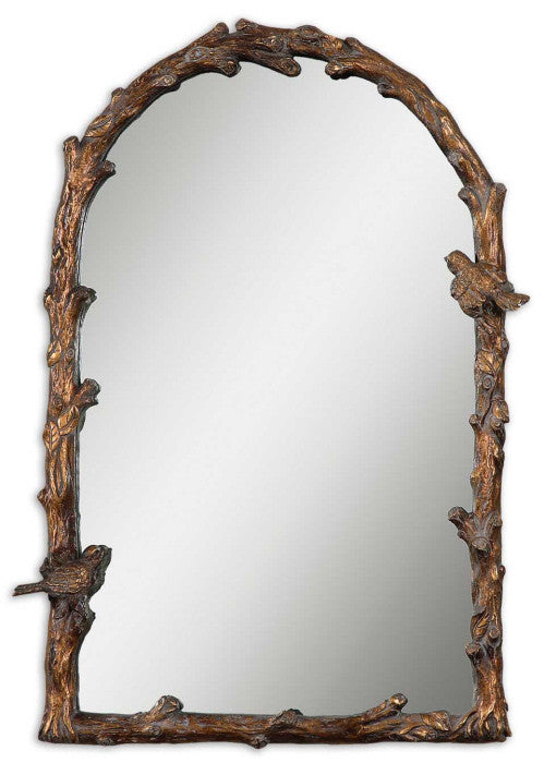 Mirrors - Antique Gold Arched Birds Mirror