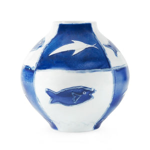 Fanciful Blue & White Porcelain Vase | Malaga Collection | Villa & House