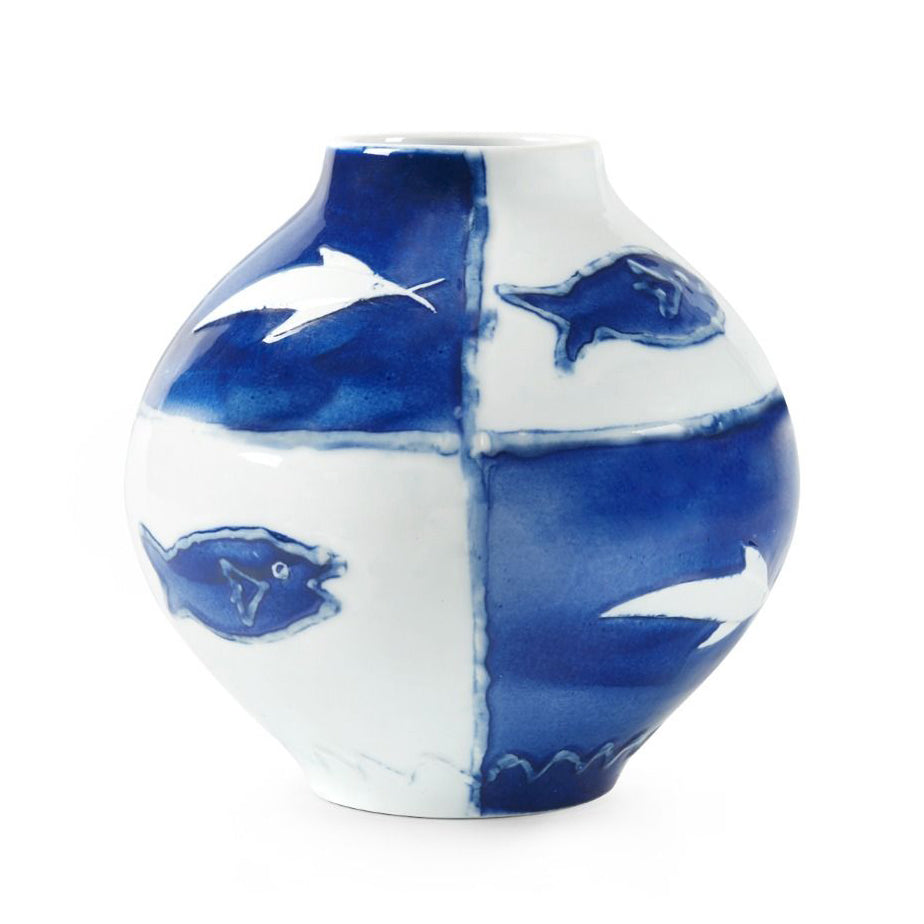 Fanciful Blue & White Porcelain Vase | Malaga Collection | Villa & House