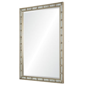 Rosette Framed Mirror - Silver Leaf with French Blue