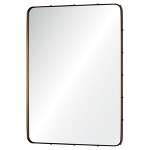 Leather Wrapped Mirror with Side Rosettes - Available in 2 Colors & Sizes