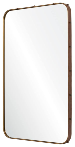 Leather Wrapped Mirror with Side Rosettes - Available in 2 Colors & Sizes