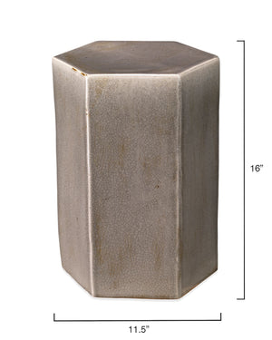 Small Ceramic Hexagonal Accent Table – Grey