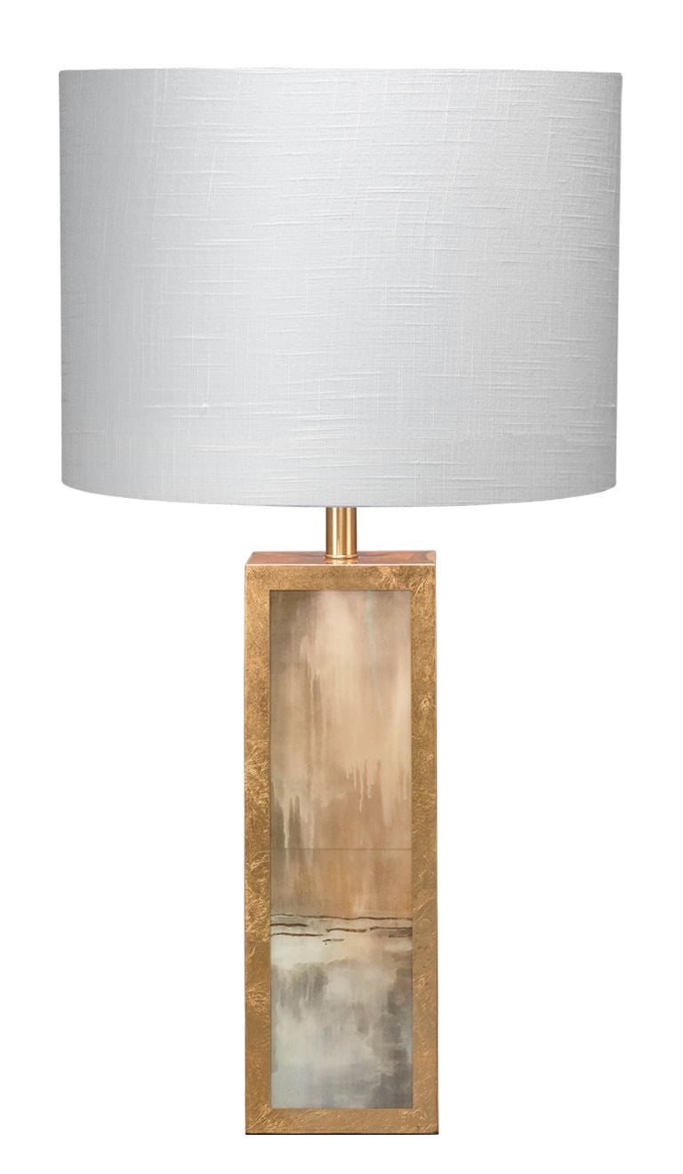 Cloudscape Table Lamp in Taupe & Slate Lacquer w/ Antique Gold Leafed Metal