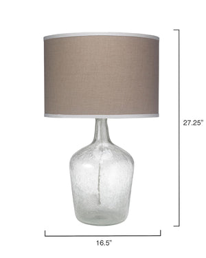Seeded Glass Plum Jar Table Lamp with Drum Shade