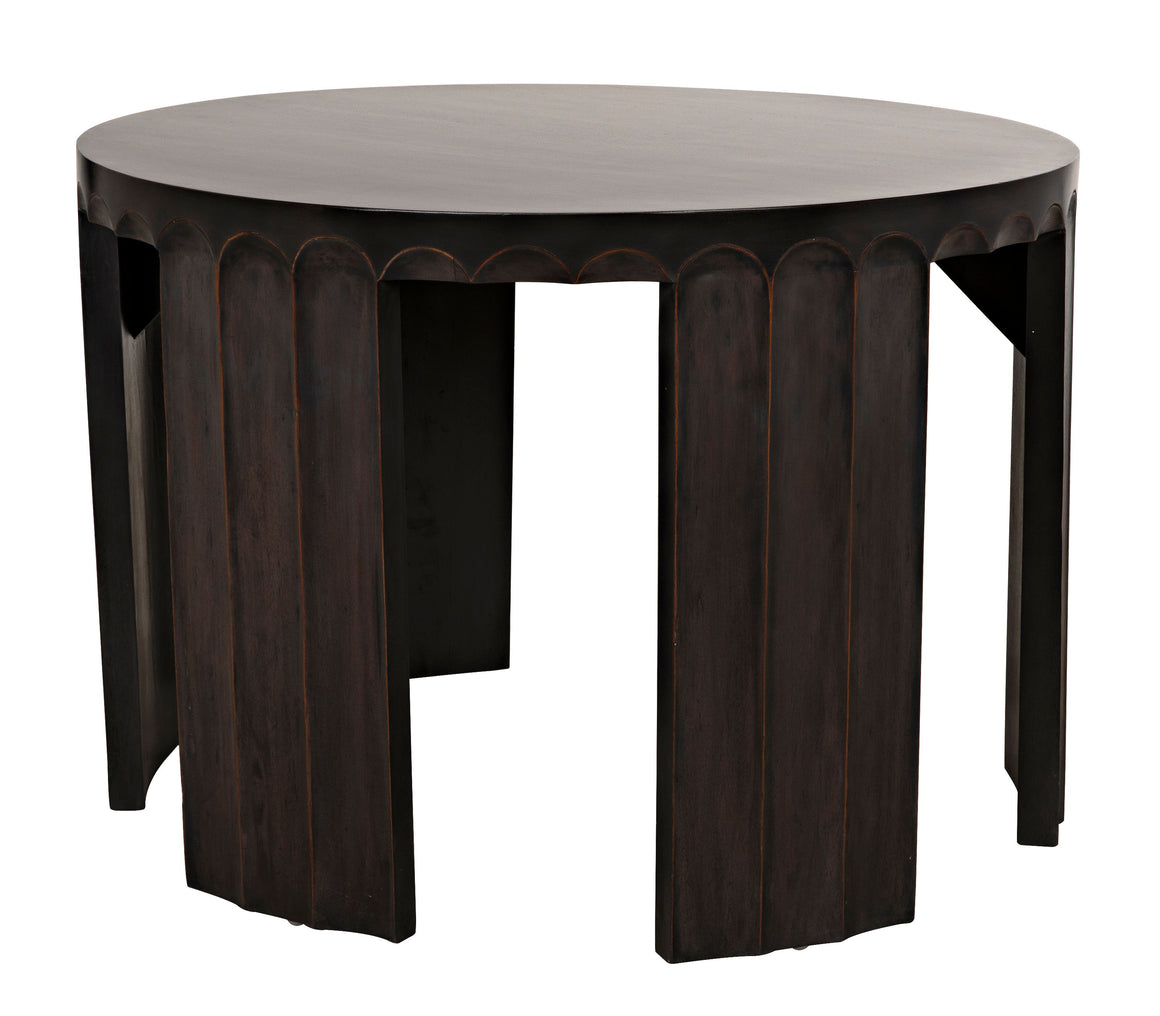 Fluted Side Table, Pale with Light Brown Trim
