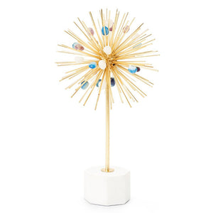 Small Brass & Gemstone Starburst Statue - Blue, Clear & Purple | Nova Collection | Villa & House