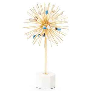 Small Brass & Gemstone Starburst Statue - Blue, Clear & Purple | Nova Collection | Villa & House