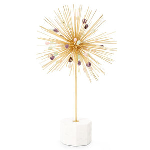 Large Brass & Gemstone Starburst Statue - Pink, Green & Purple | Nova Collection | Villa & House