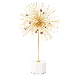 Large Brass & Gemstone Starburst Statue - Pink, Green & Purple | Nova Collection | Villa & House