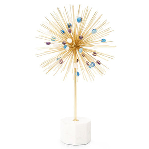 Large Brass & Gemstone Starburst Statue - Blue, Clear & Purple | Nova Collection | Villa & House