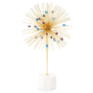 Large Brass & Gemstone Starburst Statue - Blue, Clear & Purple | Nova Collection | Villa & House