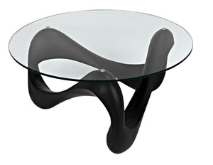 Orion Coffee Table, Black Resin Cement with Glass