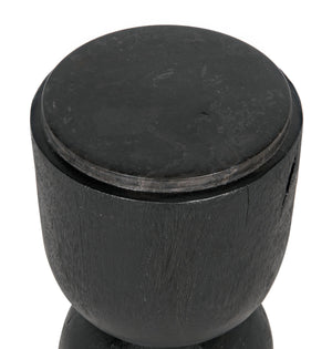 Small Kudoros Side Table with Black Marble Top, Black Burnt