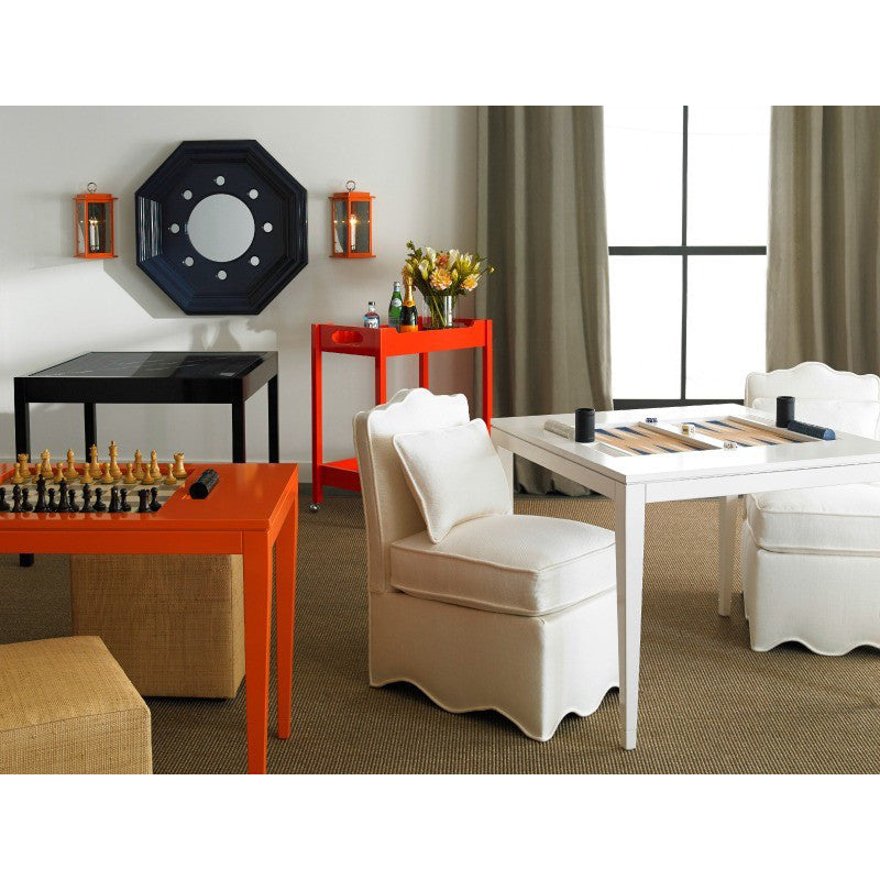 Square Lacquer Backgammon Table - White (Additional Colors Available)