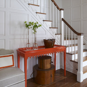 Newport Lacquer Console Table - Coral (Additional Colors Available)